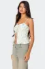 Malmo Printed Tie Front Top sold by Edikted