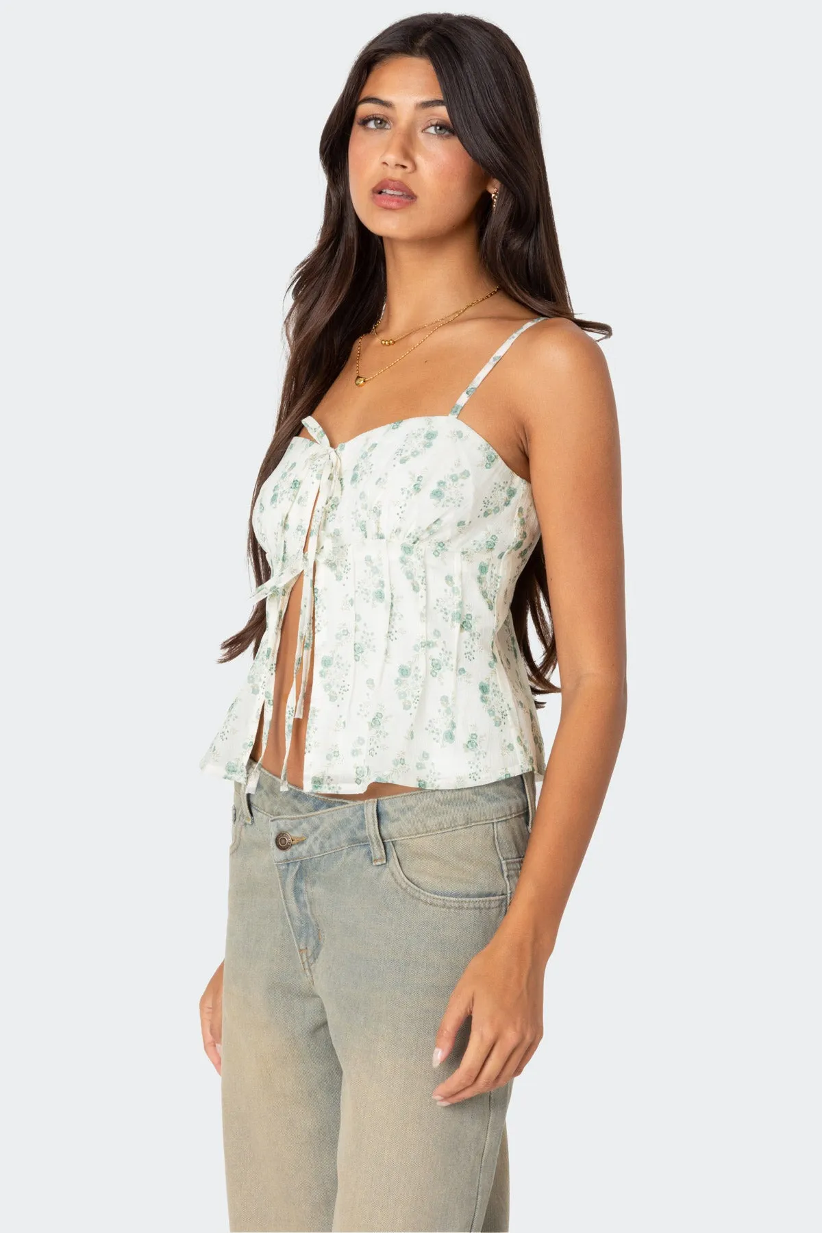 Malmo Printed Tie Front Top sold by Edikted product image thumbnail 4