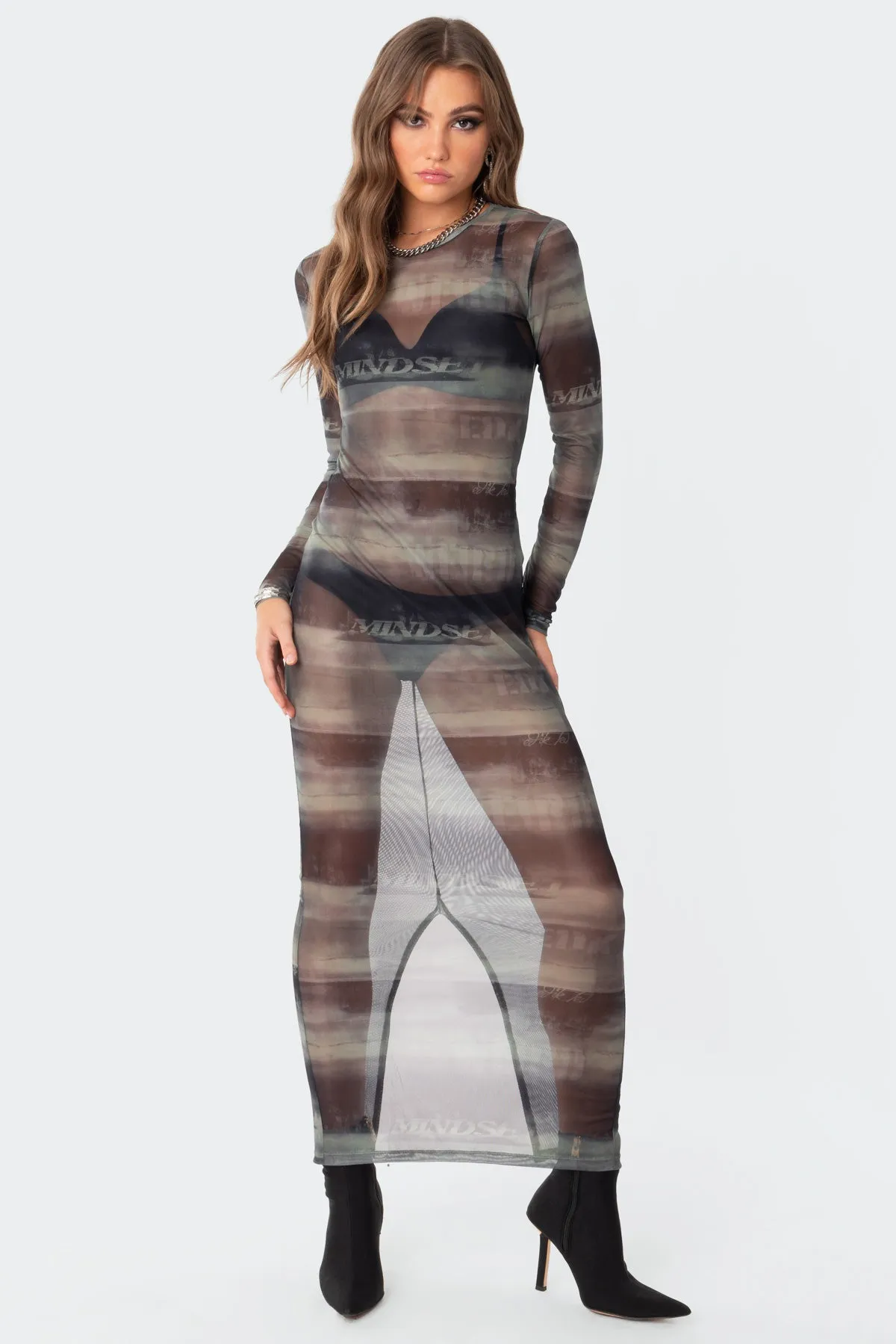 Mindful Sheer Mesh Maxi Dress sold by Edikted product image thumbnail 3