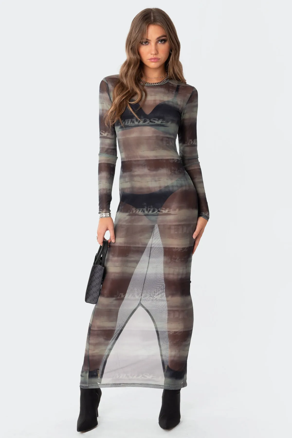 Mindful Sheer Mesh Maxi Dress sold by Edikted product image thumbnail 5
