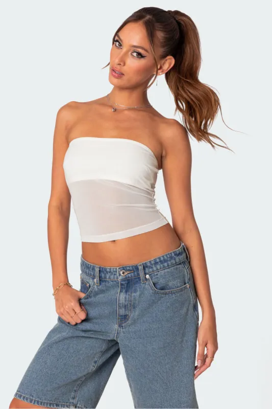 Celestia Sheer Mesh Tube Top sold by Edikted