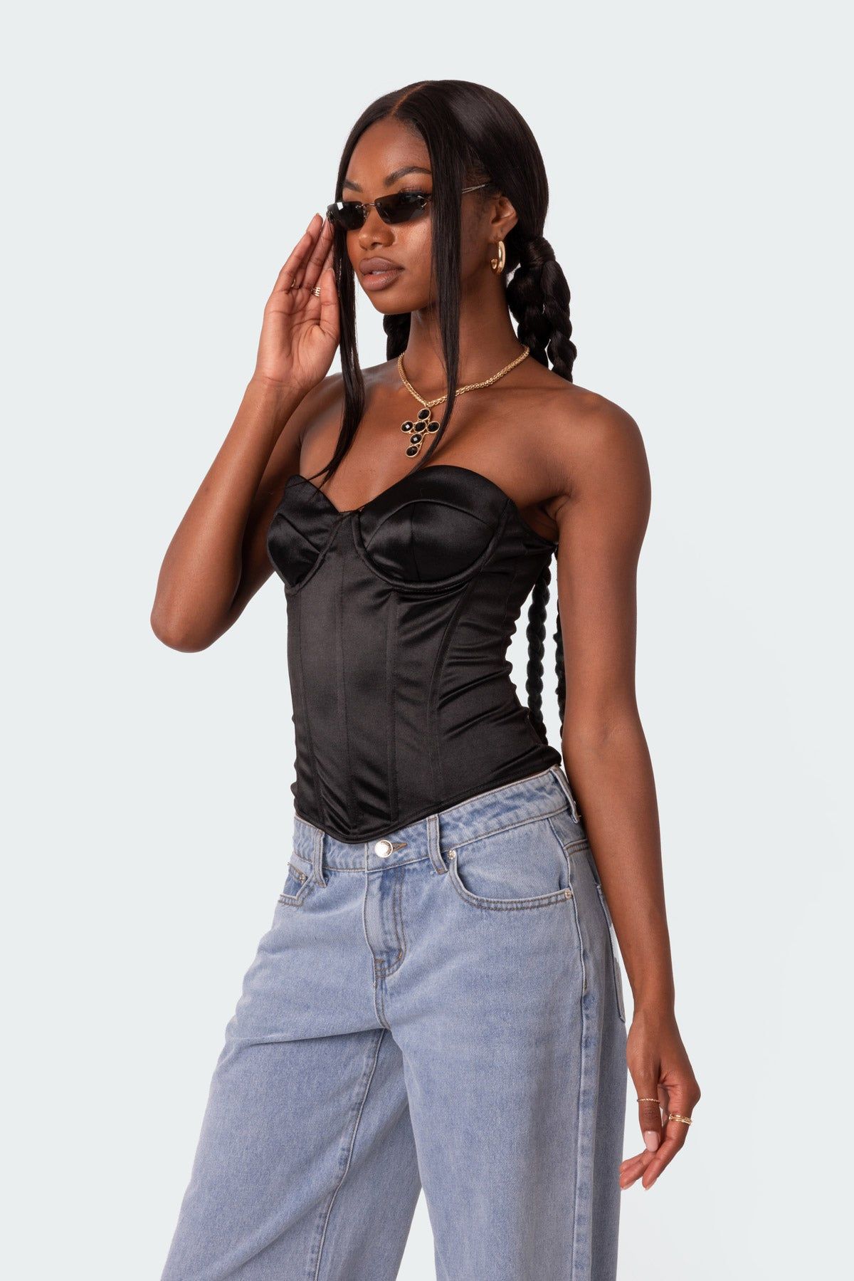 Sweetie Lace Up Satin Cupped Corset sold by Edikted product image thumbnail 3