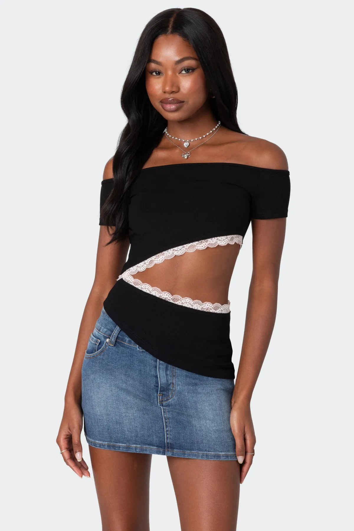 Annaise Off Shoulder Cut Out Top sold by Edikted