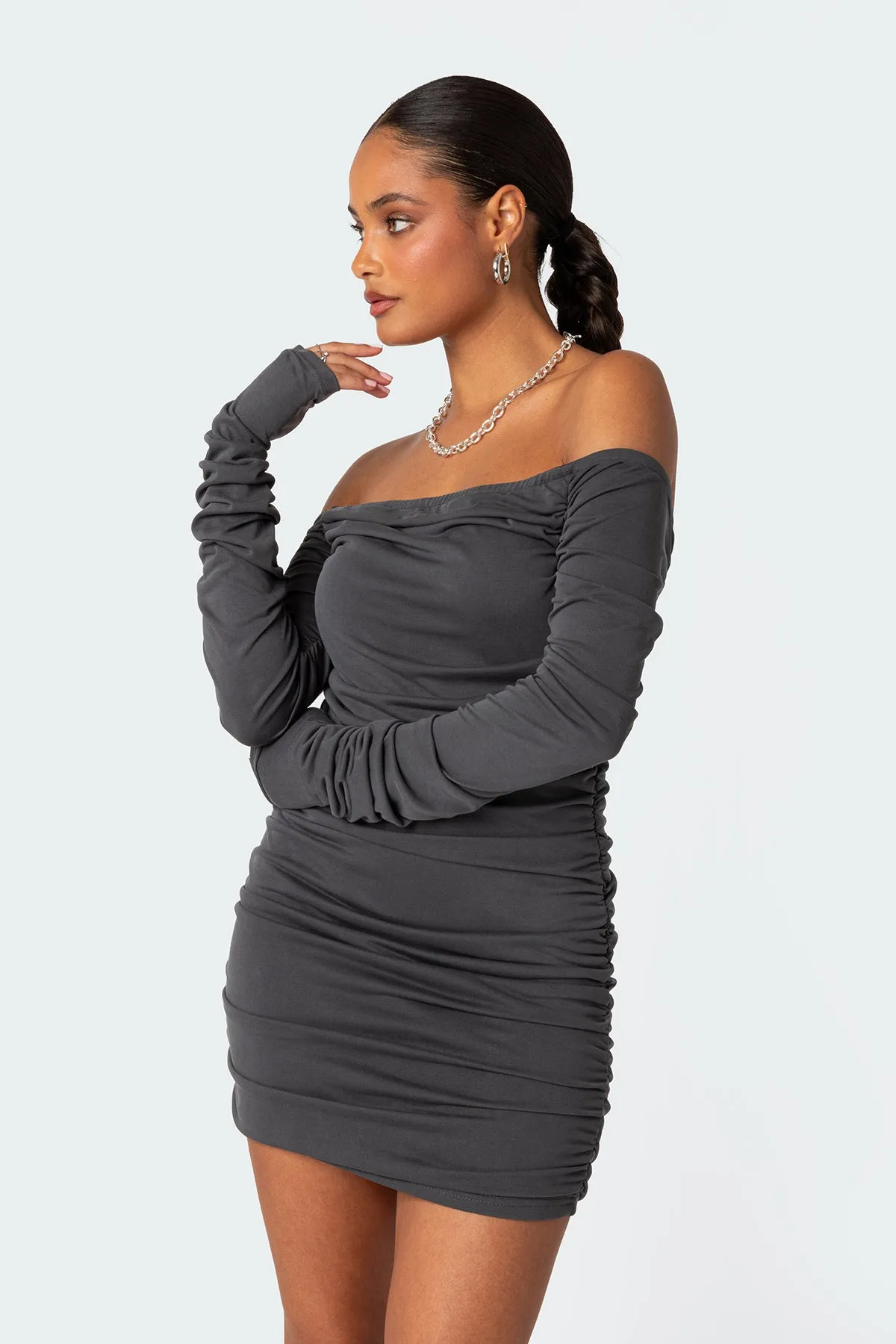 Cyra Ruched Mini Dress sold by Edikted product image thumbnail 3