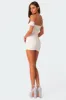 Mira Off Shoulder Gathered Mini Dress sold by Edikted