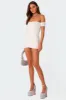Mira Off Shoulder Gathered Mini Dress sold by Edikted