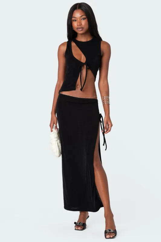 Goldie Slitted Drawstring Maxi Skirt sold by Edikted