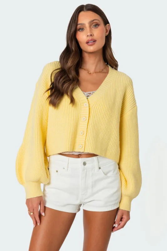 Sabrina Chunky Knit Cropped Cardigan sold by Edikted