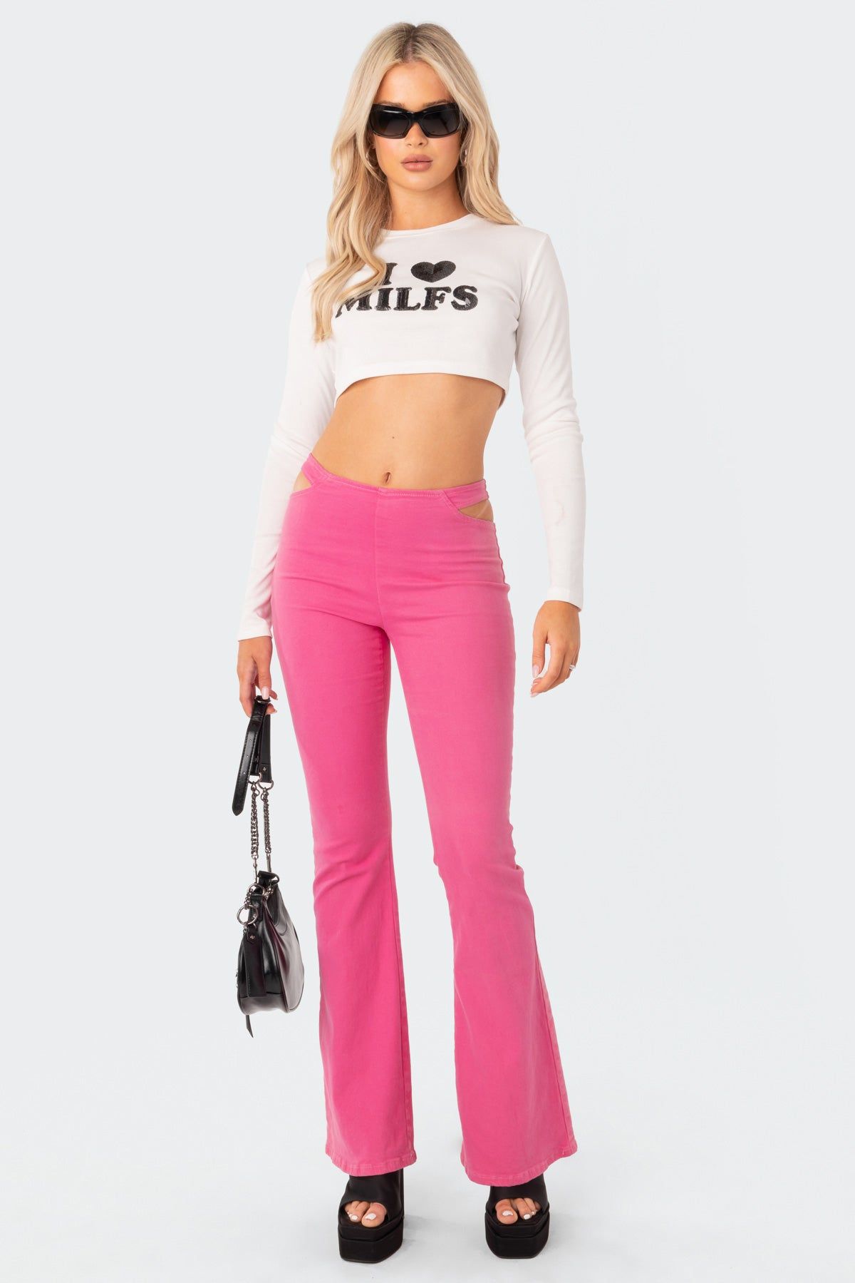 Kira Cut-Out Flared Jeans sold by Edikted product image thumbnail 5