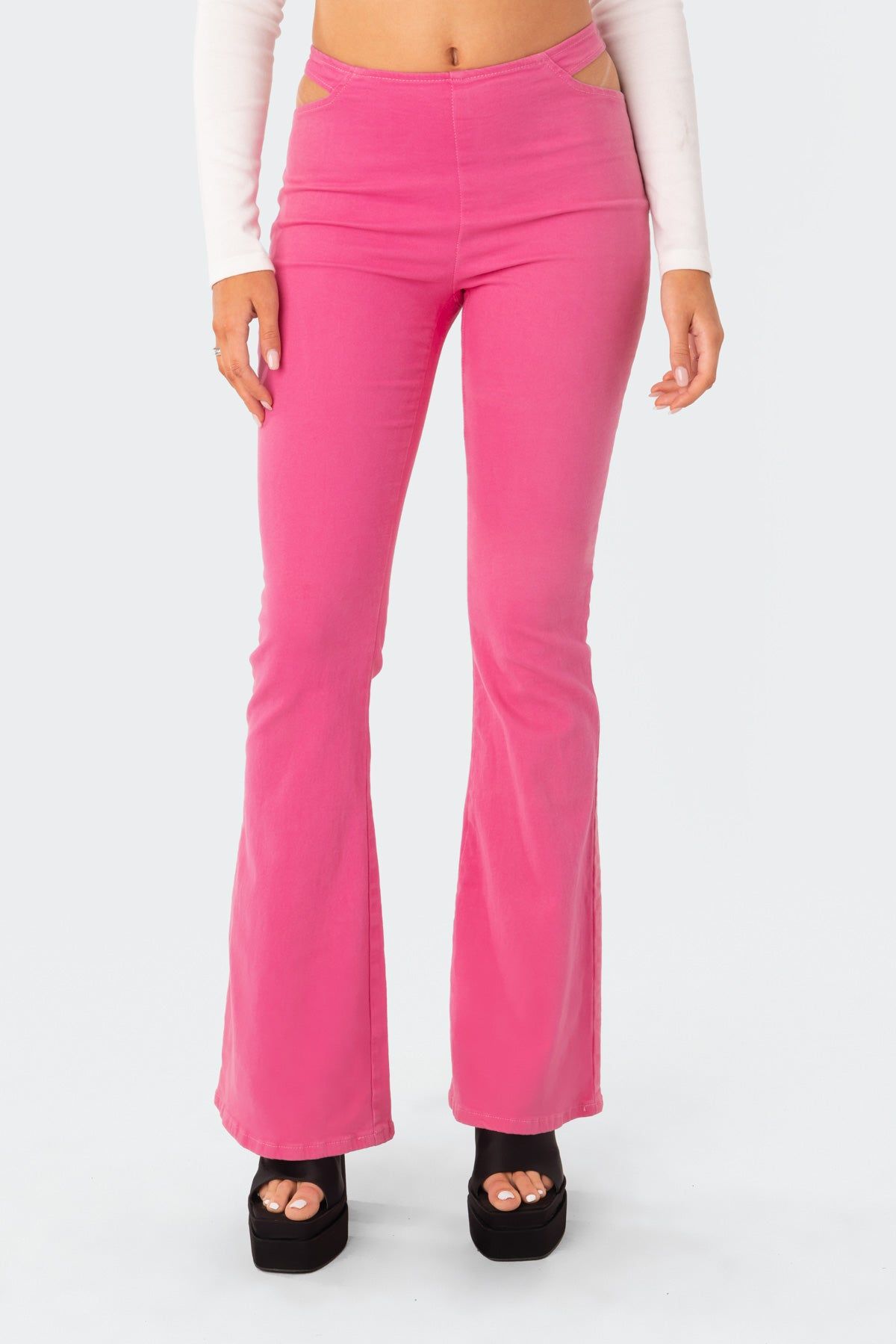 Kira Cut-Out Flared Jeans sold by Edikted product image thumbnail 2