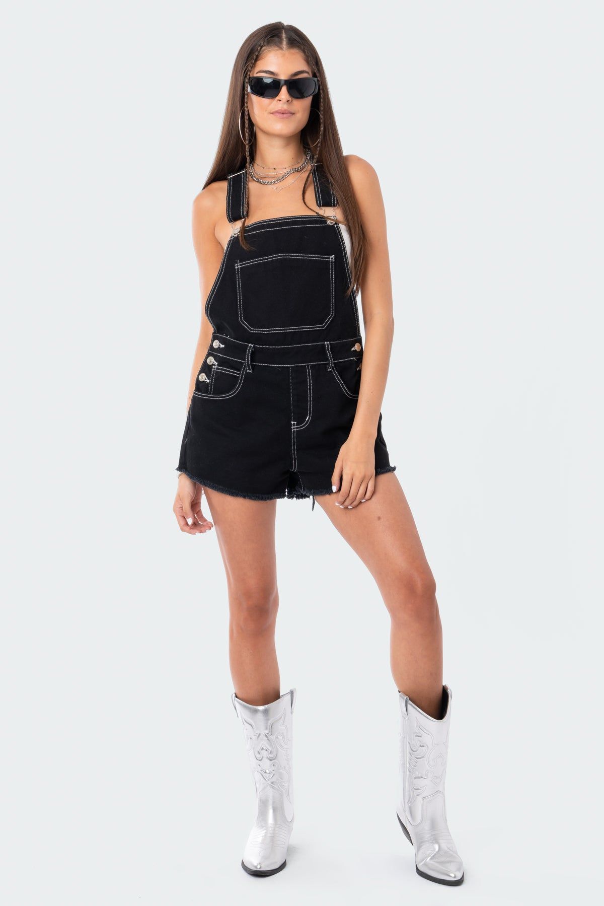 Dungaree Denim Romper sold by Edikted product image thumbnail 5