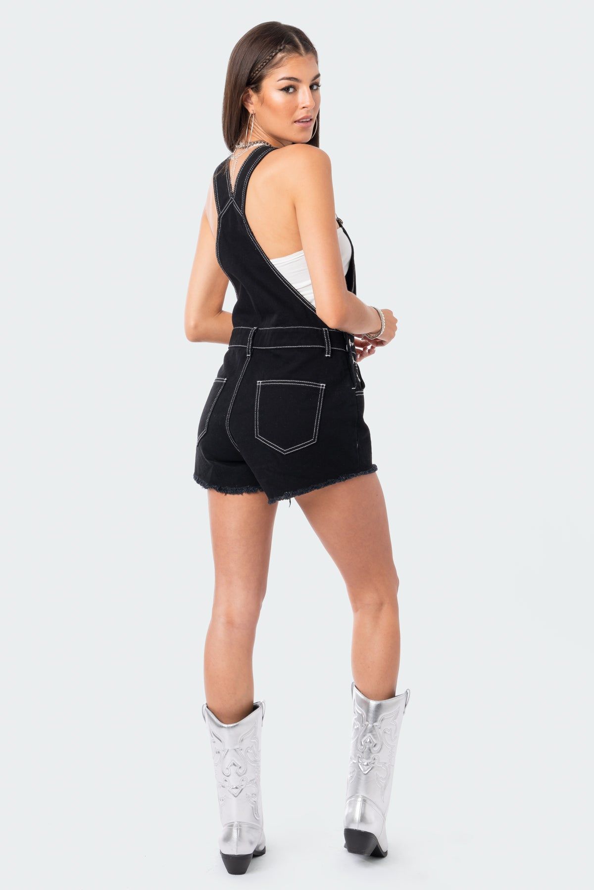 Dungaree Denim Romper sold by Edikted product image thumbnail 4