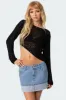 Sheer Loose Knit Asymmetric Top sold by Edikted