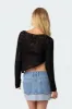 Sheer Loose Knit Asymmetric Top sold by Edikted