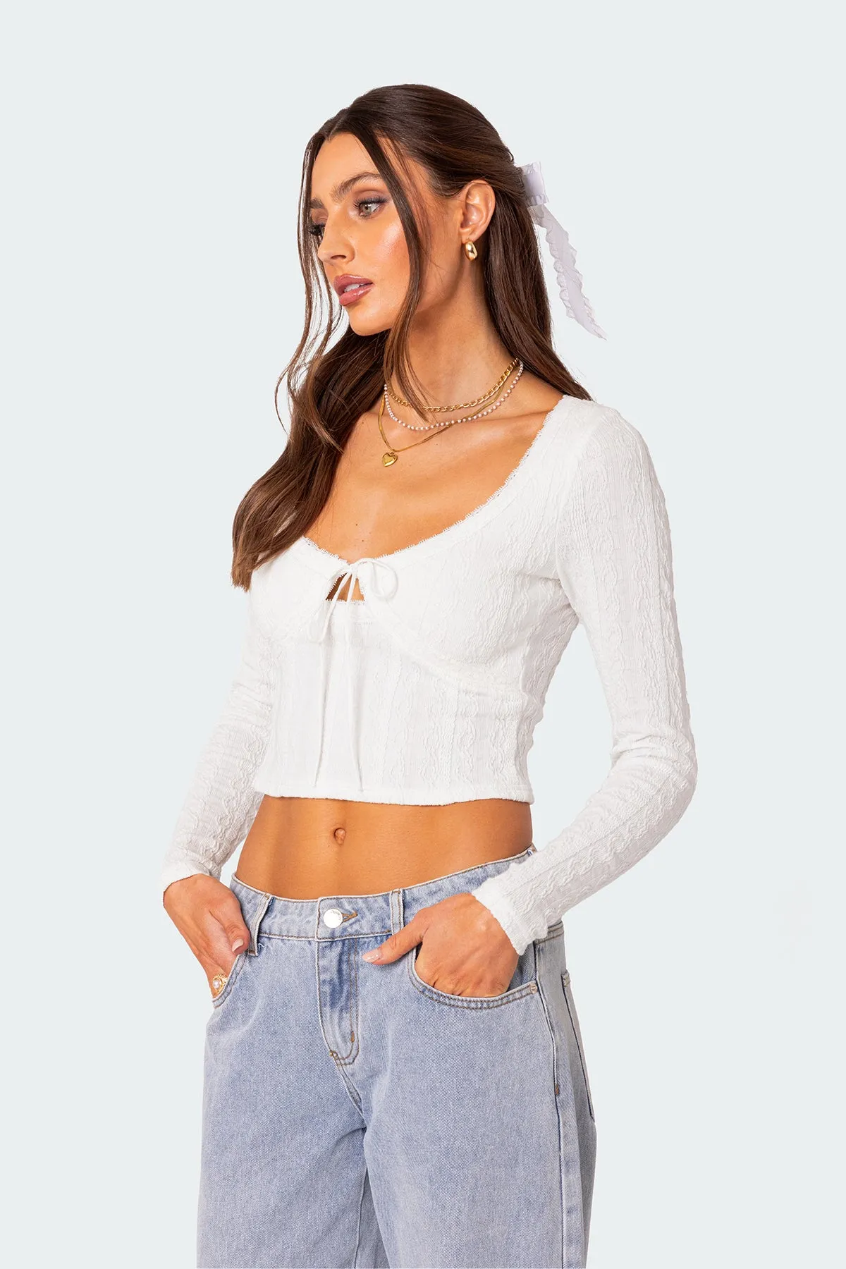 Lorey Lacey Knit Top sold by Edikted product image thumbnail 3