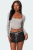 Yara Ribbed Ruffle Hem Top sold by Edikted