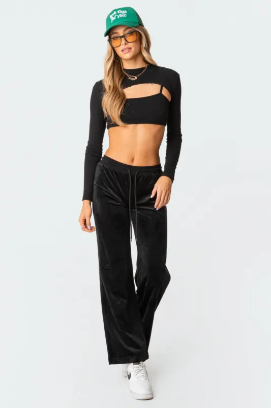 Erin Low-Rise Velour Sweatpants sold by Edikted