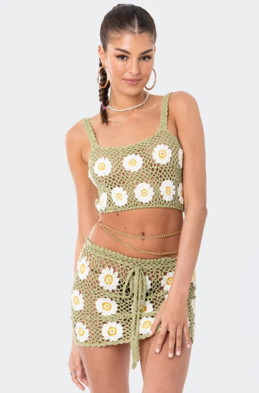Daisy Crochet Crop Top sold by Edikted