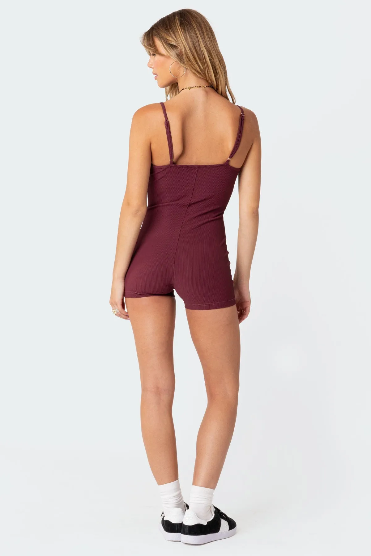Henley Ribbed Romper sold by Edikted product image thumbnail 4