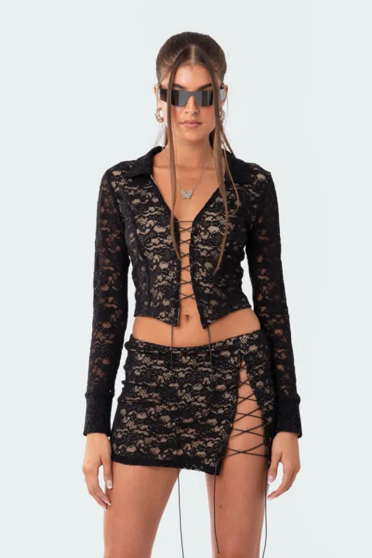 Clyde Lace-Up Shirt sold by Edikted