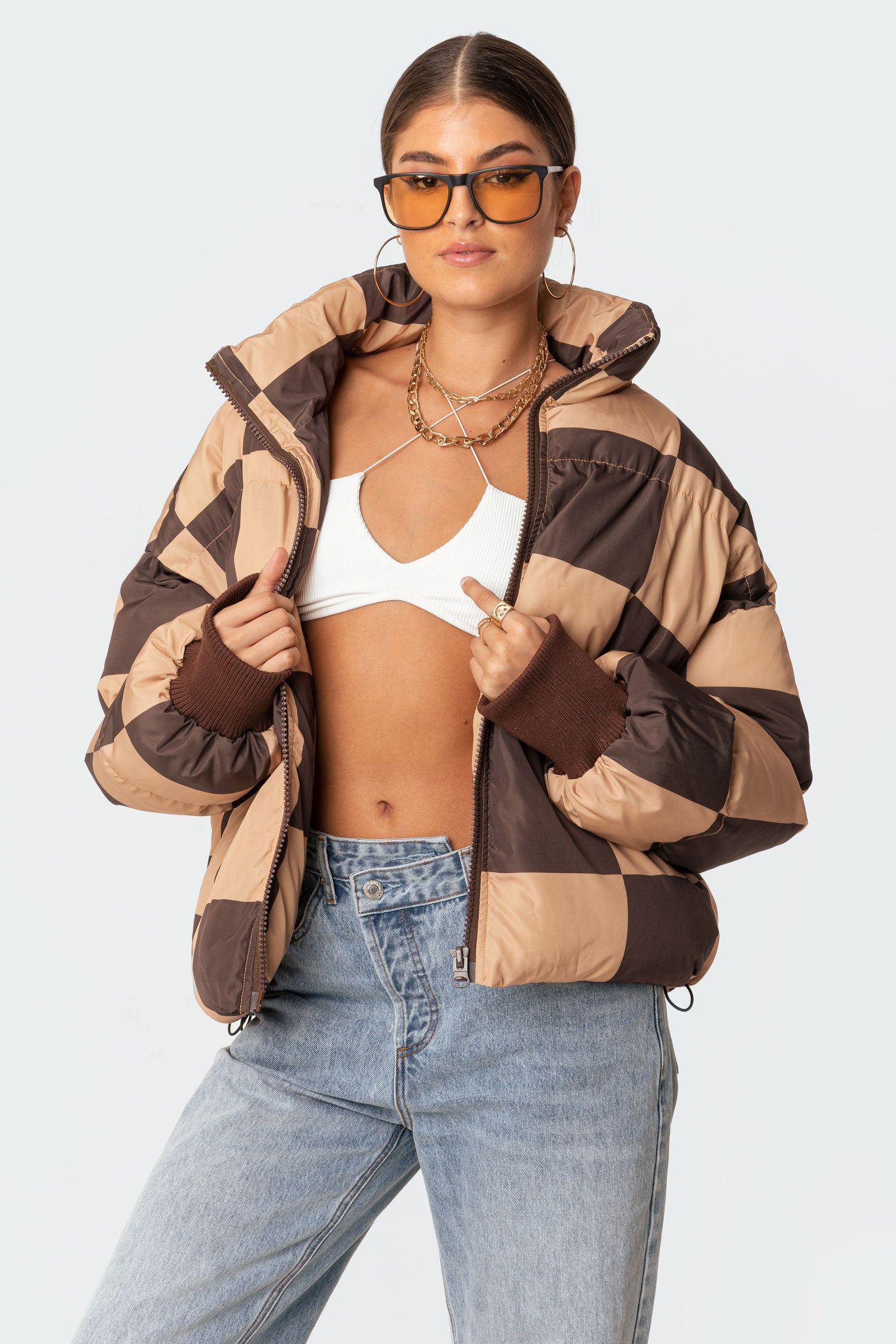 Payton Check Puffer sold by Edikted product image thumbnail 4