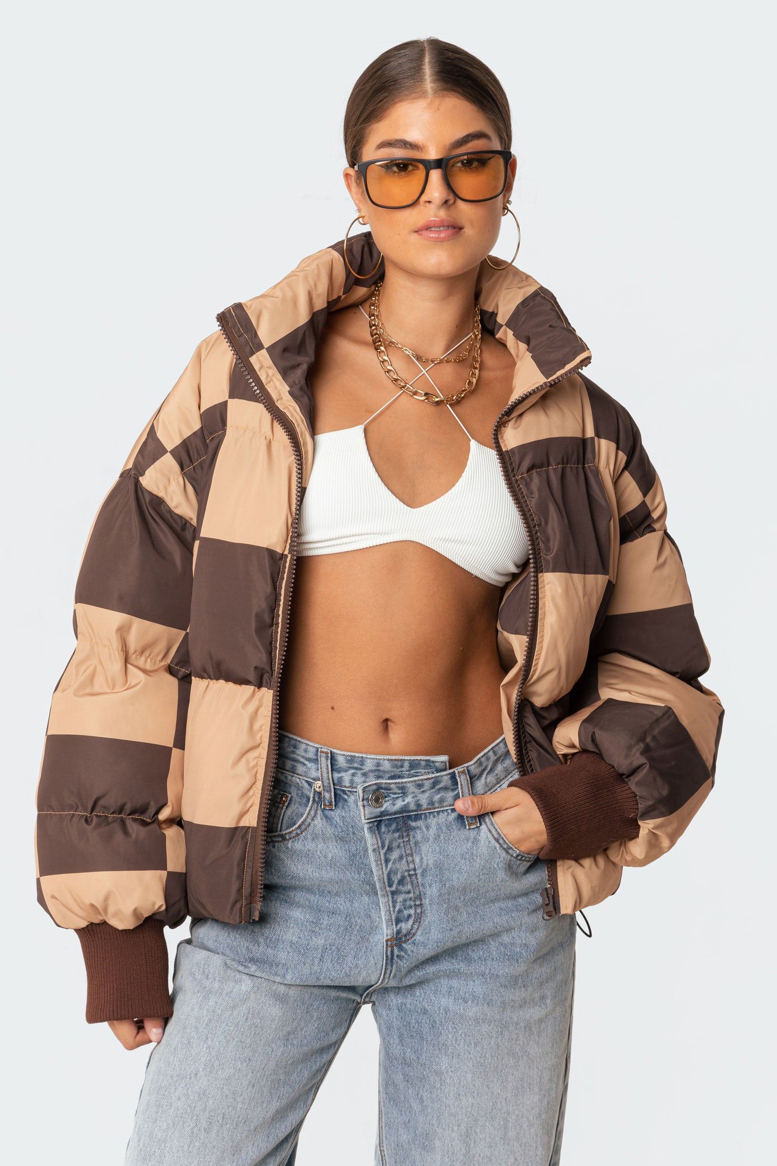 Payton Check Puffer sold by Edikted product image thumbnail 2