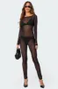Kristine Sheer Mesh Rhinestone Jumpsuit sold by Edikted