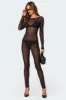 Kristine Sheer Mesh Rhinestone Jumpsuit sold by Edikted