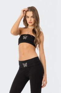 Rhinestone Butterfly Tube Top sold by Edikted