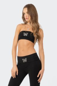 Rhinestone Butterfly Tube Top sold by Edikted