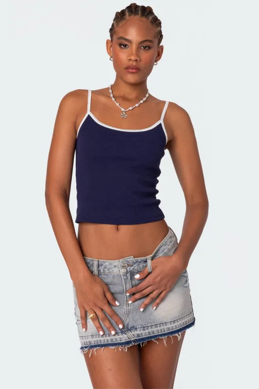 Franky Ribbed Contrast Tank Top sold by Edikted