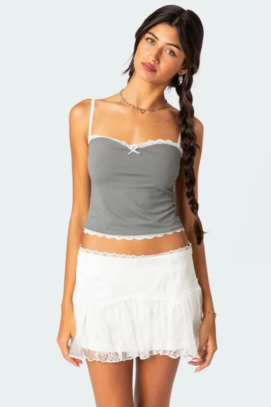 Alara Lace Trim Tank Top sold by Edikted
