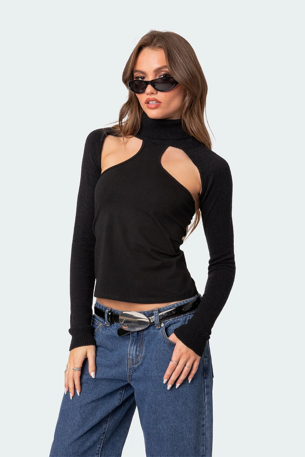 Turtle Neck Shrug Sweater sold by Edikted product image thumbnail 3