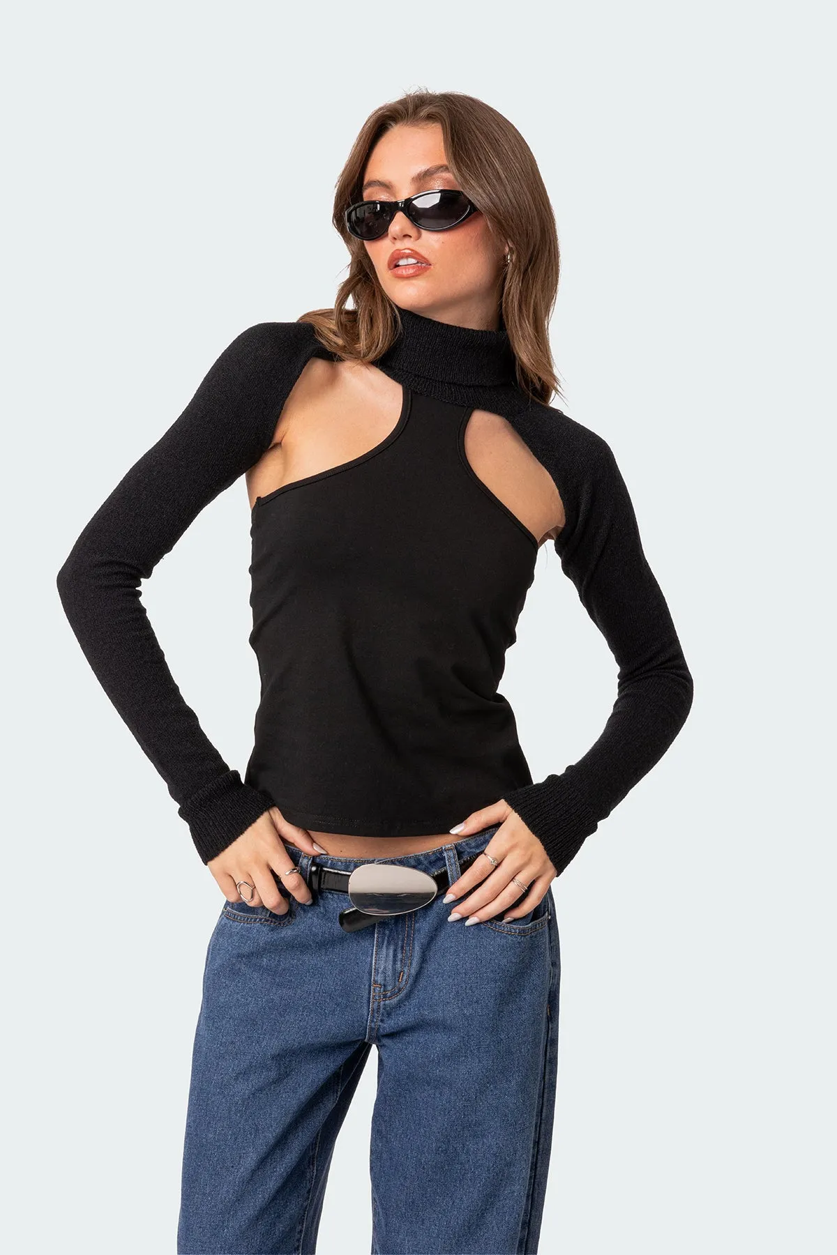 Turtle Neck Shrug Sweater sold by Edikted product image thumbnail 2