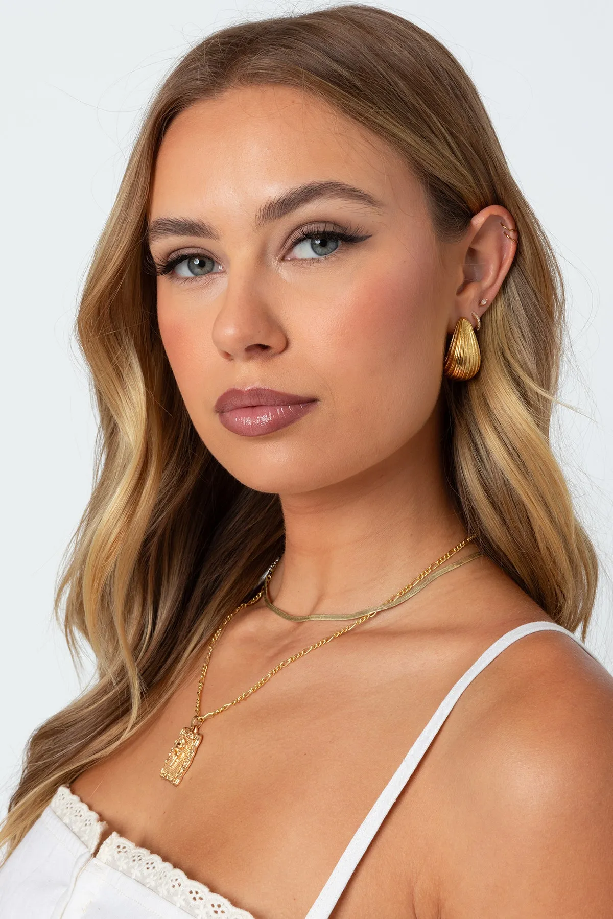Textured Chunky Teardrop Earrings sold by Edikted