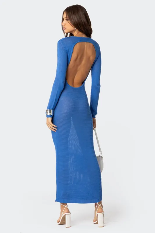 London Knitted Open Back Maxi Dress sold by Edikted