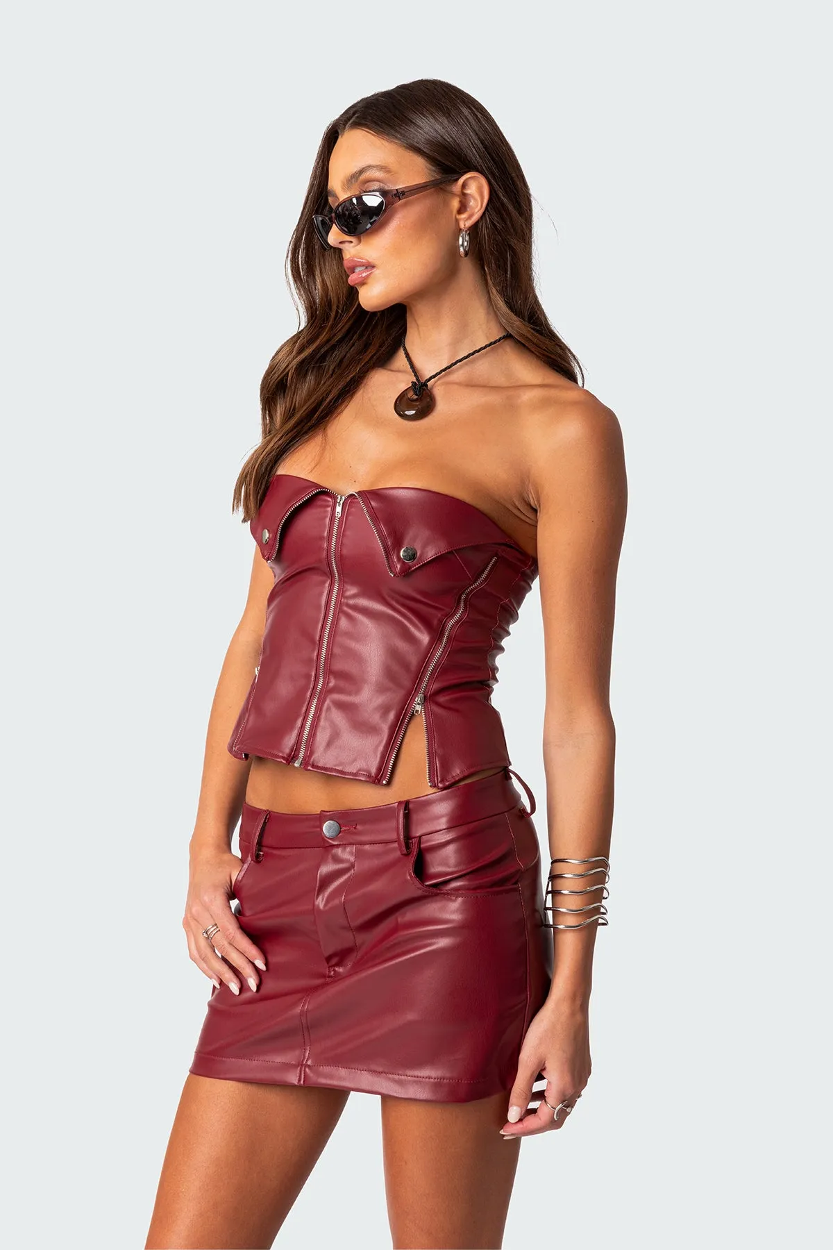 Sam Faux Leather Zip Corset sold by Edikted product image thumbnail 3