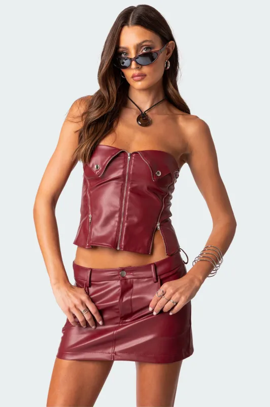Sam Faux Leather Zip Corset sold by Edikted