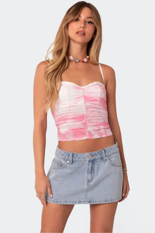 Evelyn Printed Mesh Bra Top sold by Edikted