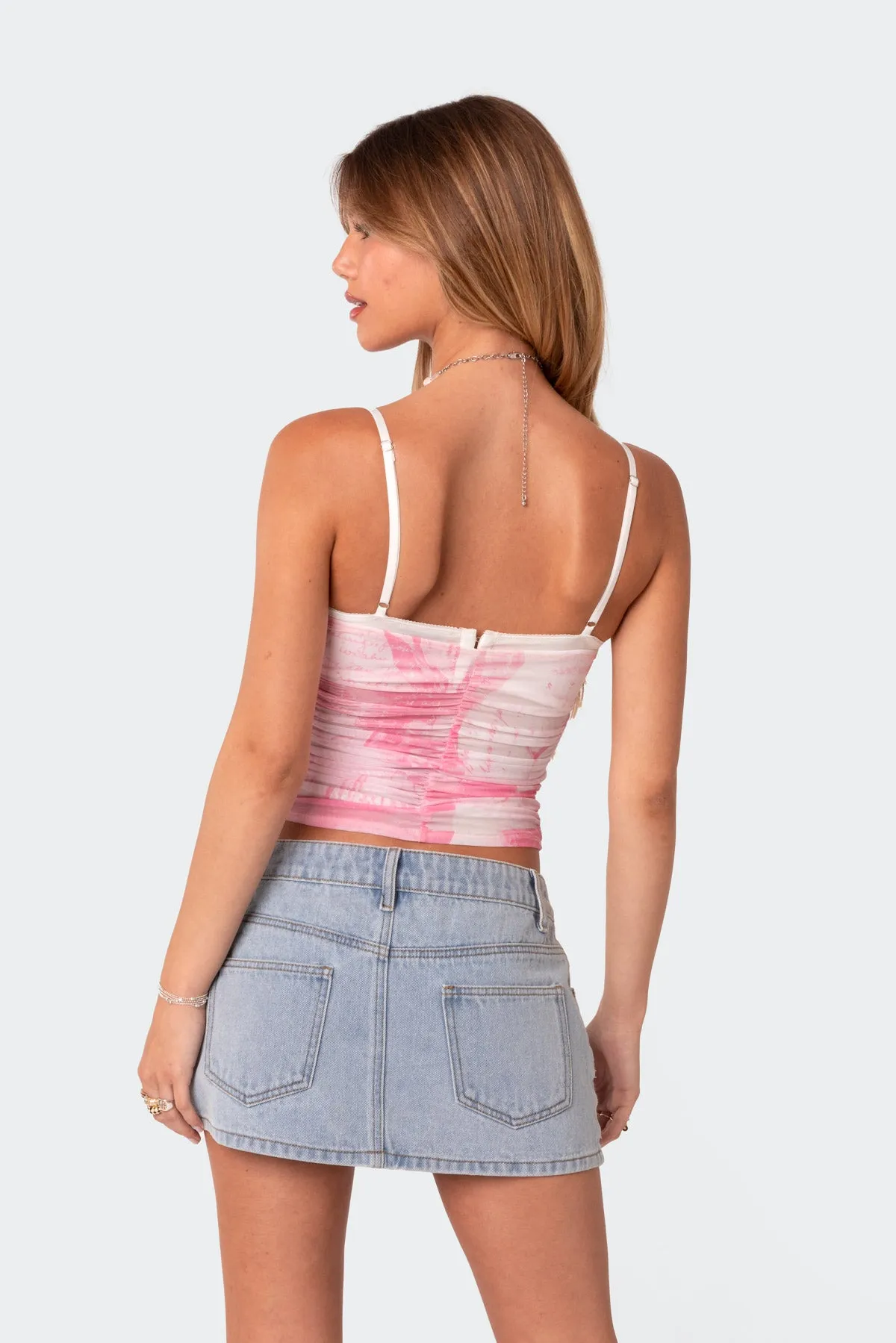 Evelyn Printed Mesh Bra Top sold by Edikted product image thumbnail 4