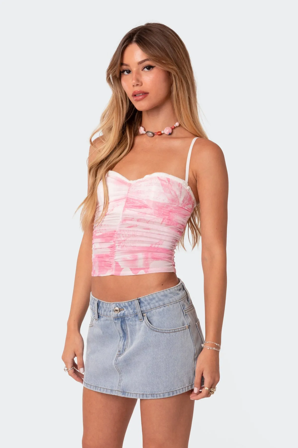 Evelyn Printed Mesh Bra Top sold by Edikted product image thumbnail 3
