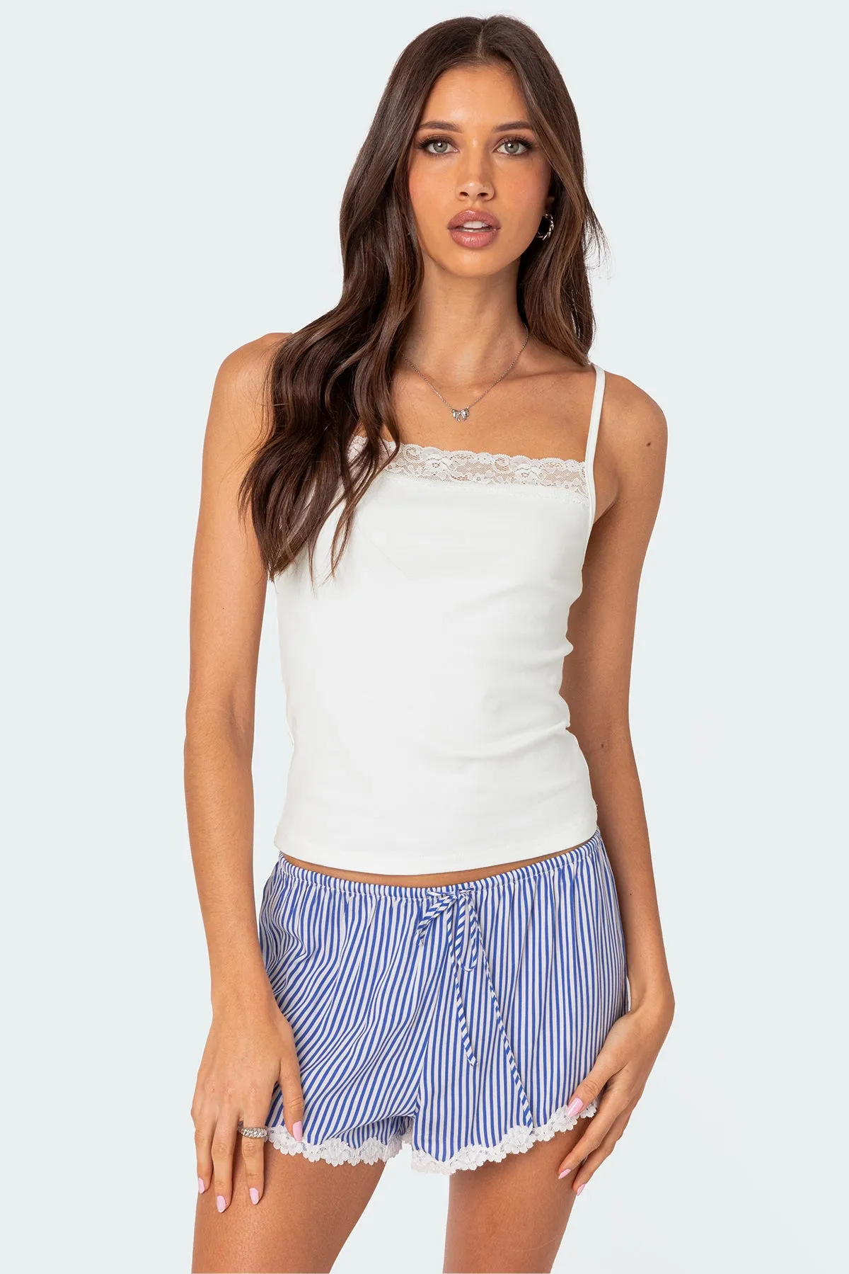 Gretchen Lace Trim Tank Top sold by Edikted