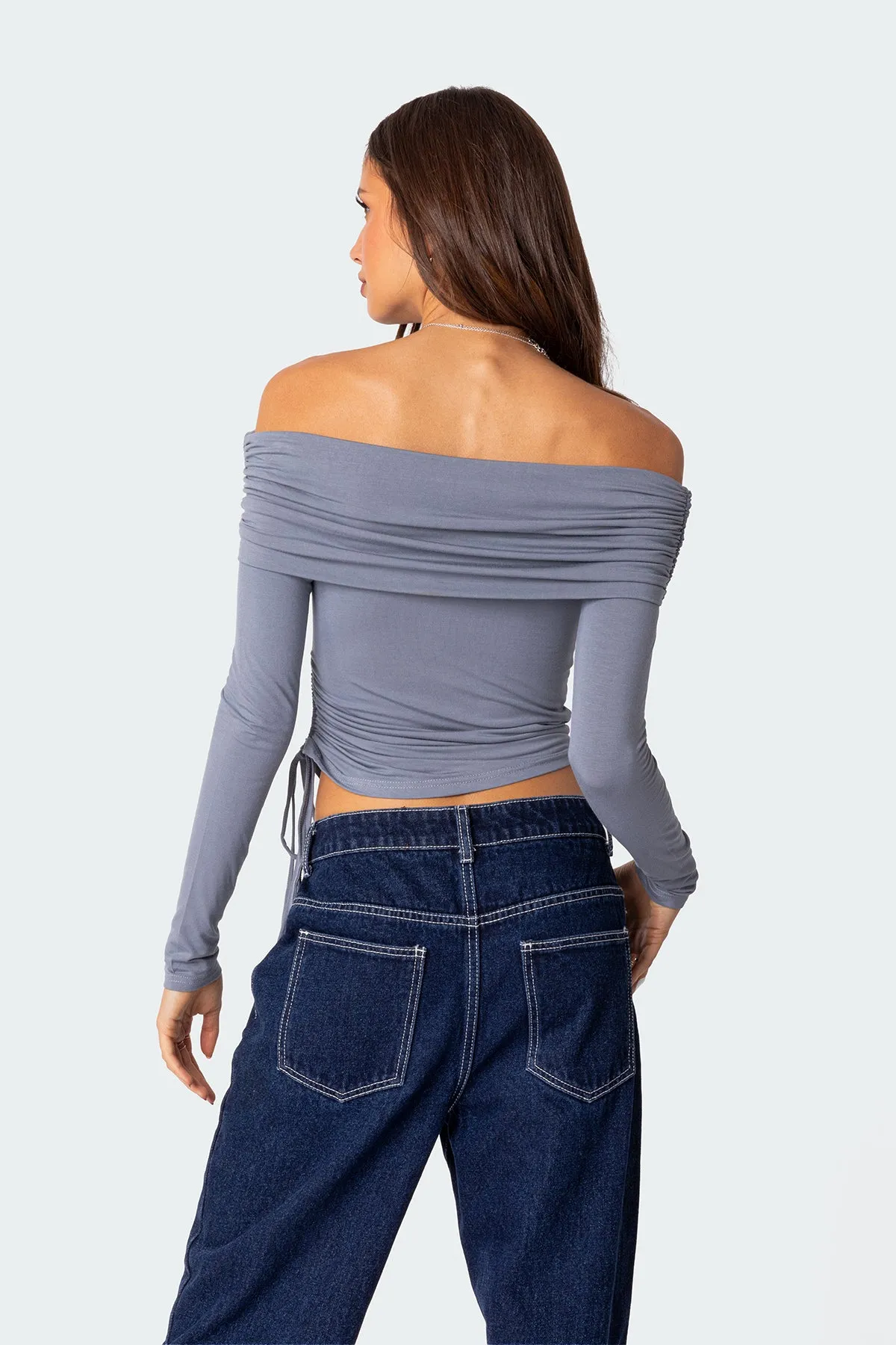 Gathered Fold Over Drawstring Top sold by Edikted product image thumbnail 4