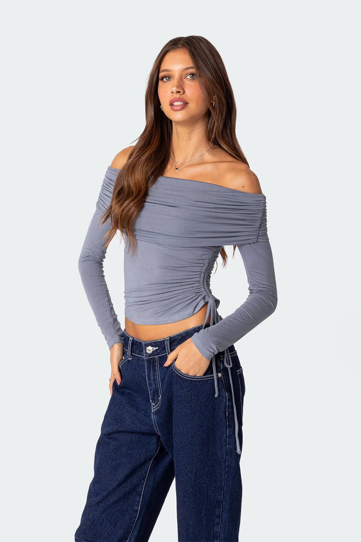 Gathered Fold Over Drawstring Top sold by Edikted product image thumbnail 3