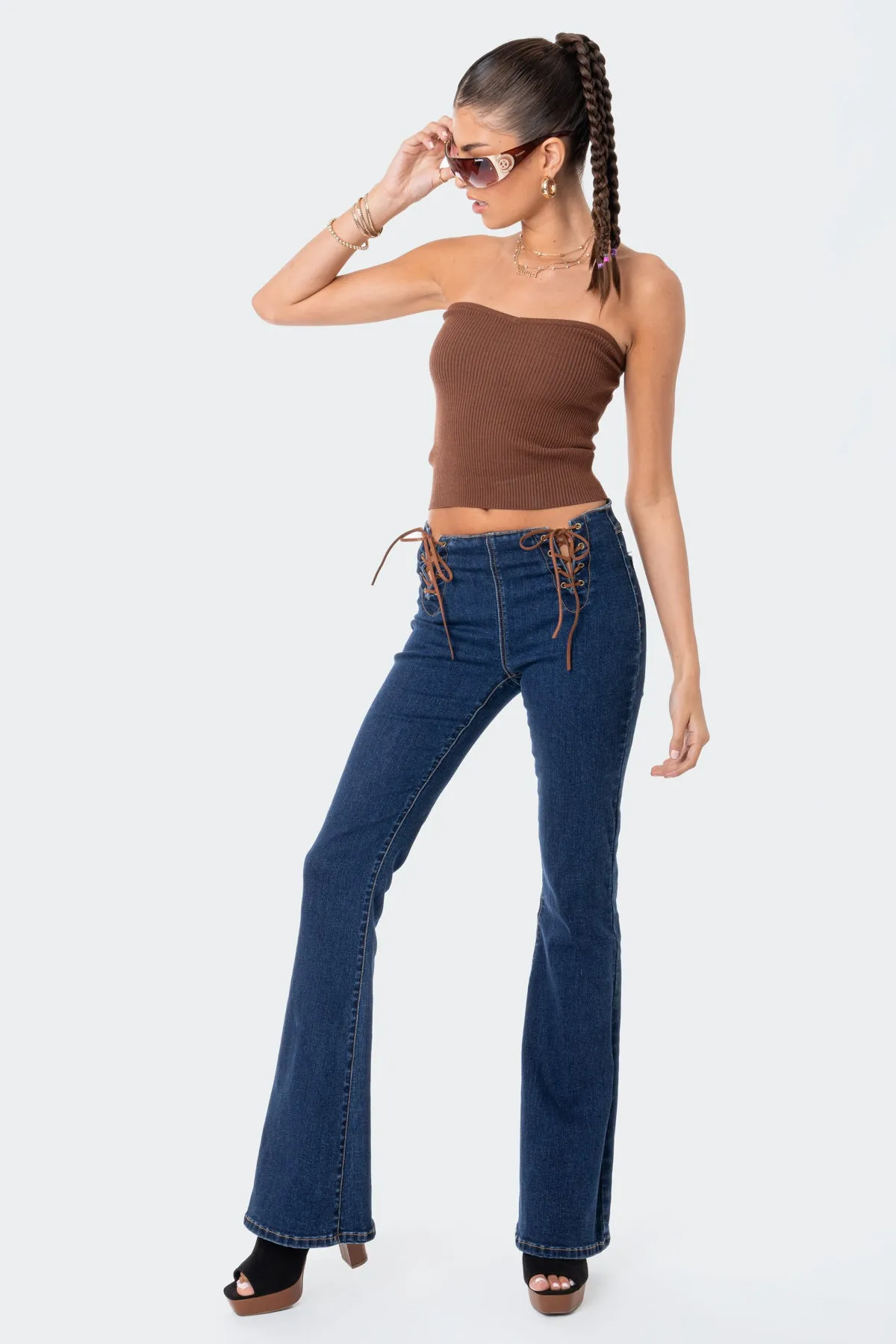 Knitted Sweetheart Strapless Top sold by Edikted product image thumbnail 3