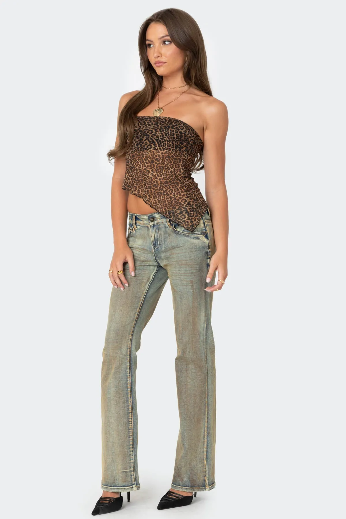 Leopard Printed Sheer Mesh Tube Top sold by Edikted product image thumbnail 4