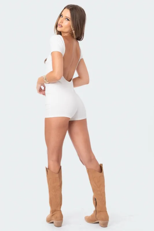 Annika Scoop Neck Ribbed Romper sold by Edikted