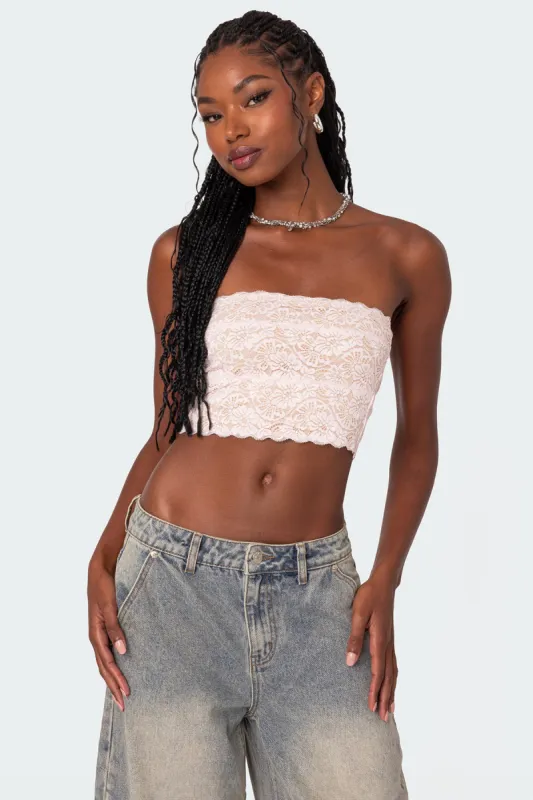 Nadine Lace Tube Top sold by Edikted