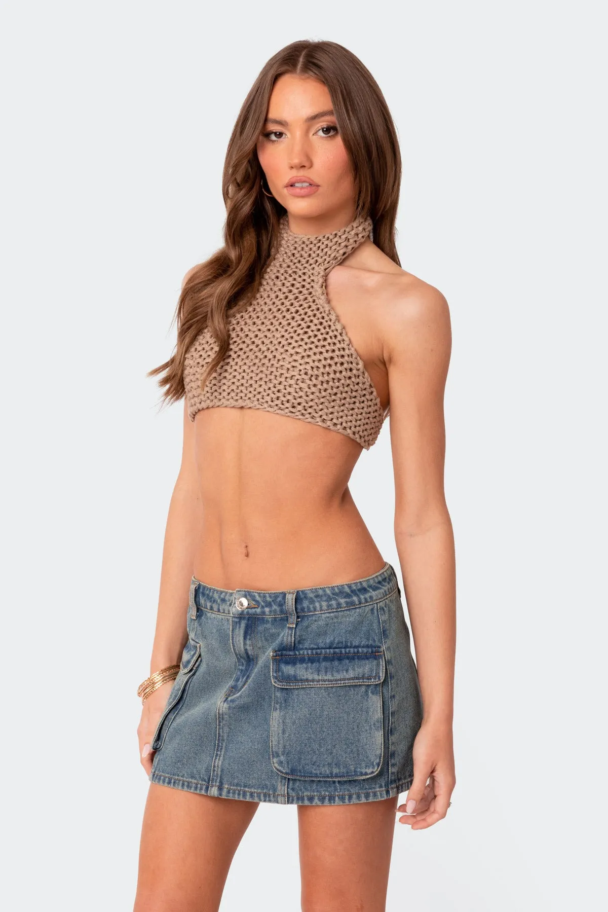 On Knit Open Back Crop Top sold by Edikted product image thumbnail 4