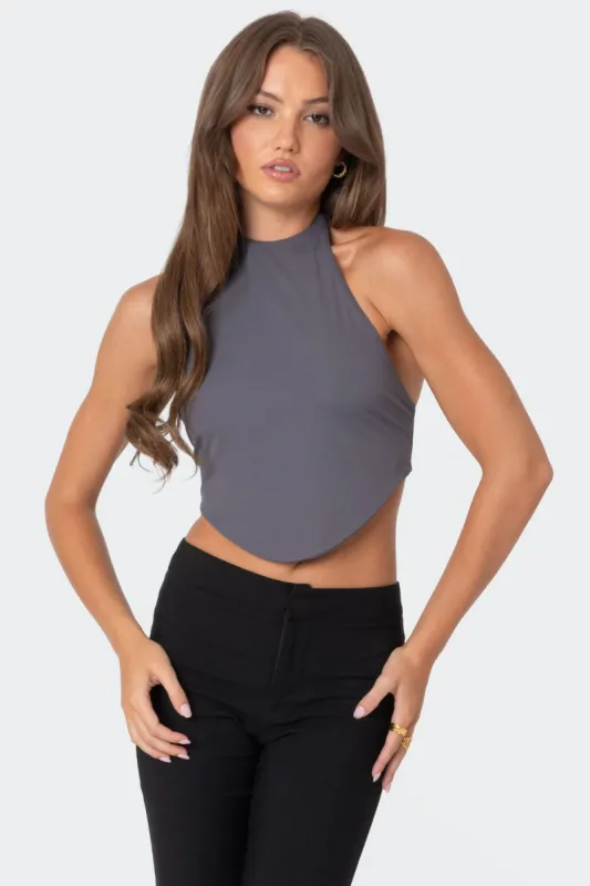Raine Curved Halter Top sold by Edikted